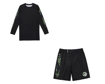 Camiseta de compresión y pantalones cortos Shoyoroll Retro Camo / Equipamiento BJJ de primera calidad