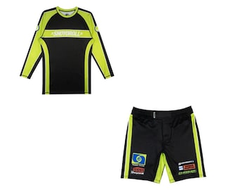 Conjunto de camiseta de compresión y pantalones cortos Shoyoroll Federation V4 – Equipamiento deportivo para BJJ