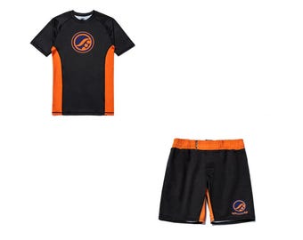 Camiseta de compresión y pantalones cortos Shoyoroll Tangerine Competitor / Equipamiento BJJ de primera calidad