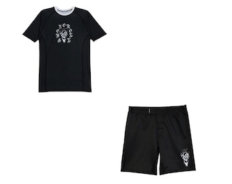 Conjunto de camiseta de compresión y pantalones cortos Shoyoroll Yooga Flame / Ropa premium para BJJ sin kimono