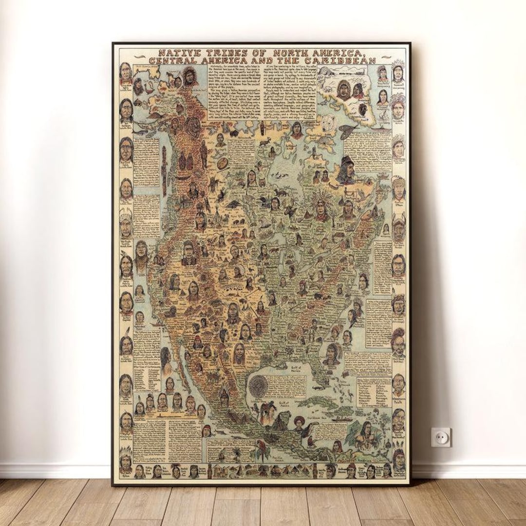 Native Tribes Map Poster, North America Indigenous Peoples Art Print ...