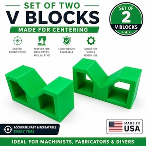 V Blocks Set of 2 | Precision Centering Blocks | Setup Tool | Drill Press, Mill & Lathe Alignment | 3D Printed |