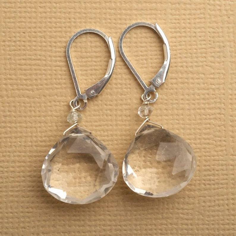 Crystal Quartz Earrings Healing Gemstone Jewelry Faceted Etsy