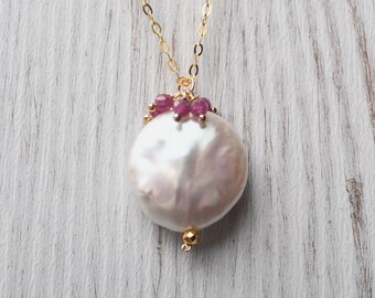 Pearl Ruby Necklace - Etsy