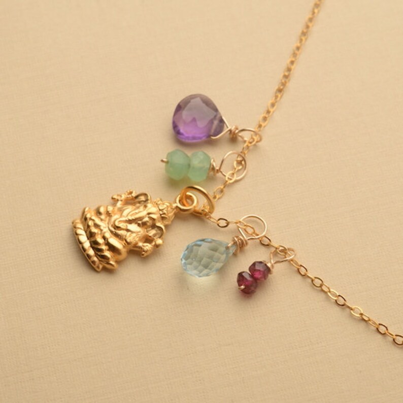 Ganesha Necklace Yoga Charm Necklace Healing Gemstone Etsy
