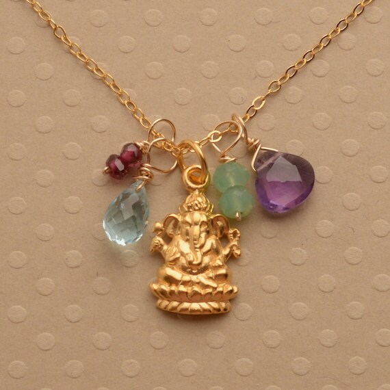 Ganesha Necklace Yoga Charm Necklace Healing Gemstone | Etsy