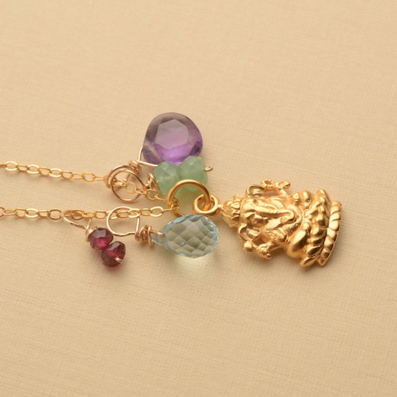 Ganesha Necklace Yoga Charm Necklace Healing Gemstone Etsy