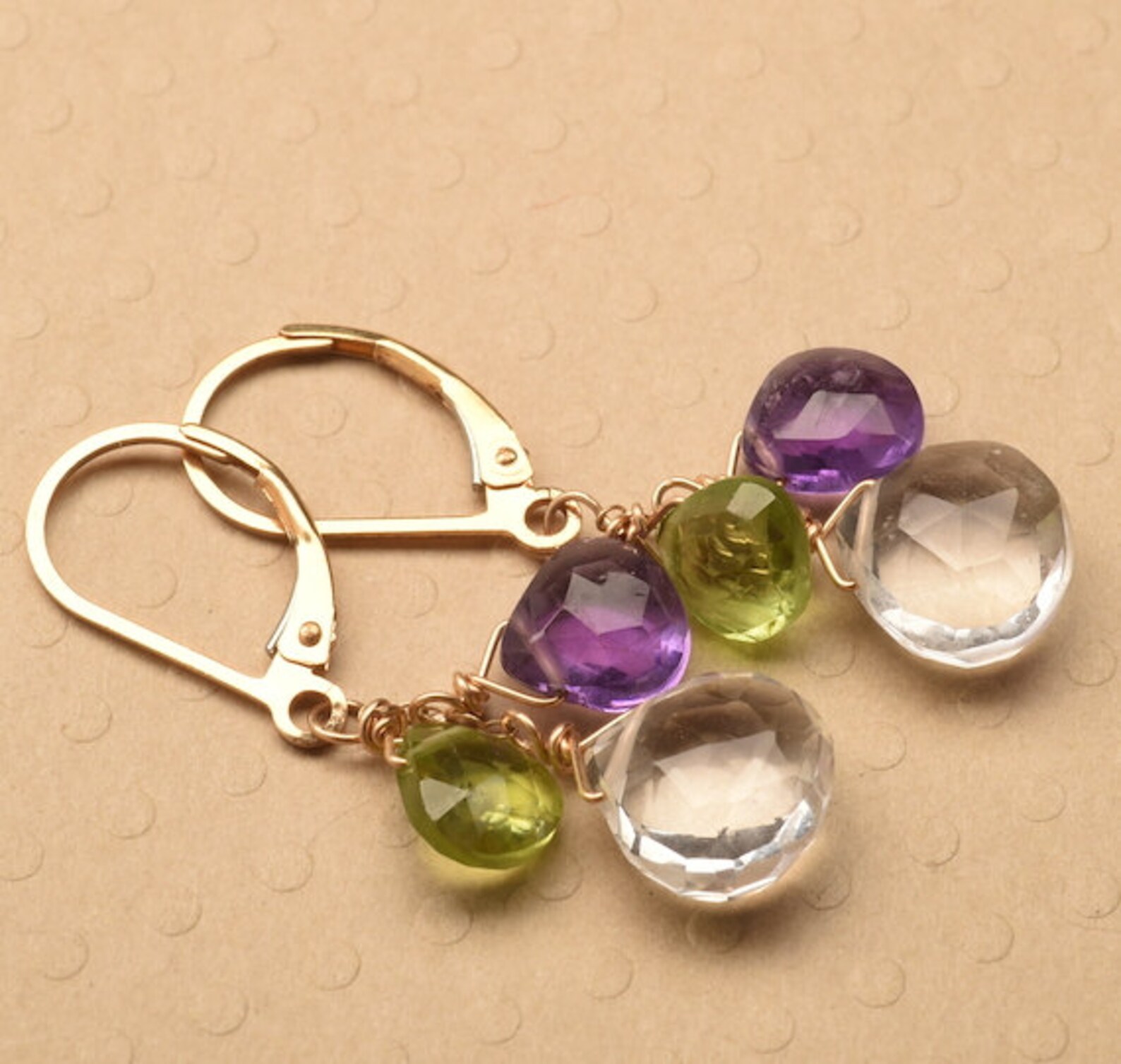 Peridot and amethyst earrings Clearance