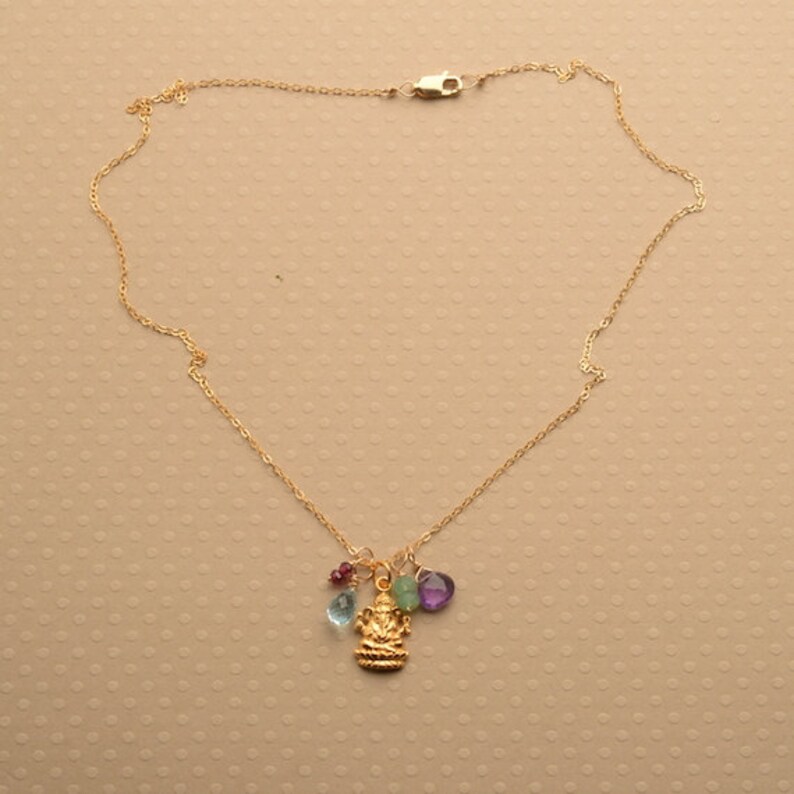 Ganesha Necklace Yoga Charm Necklace Healing Gemstone Etsy