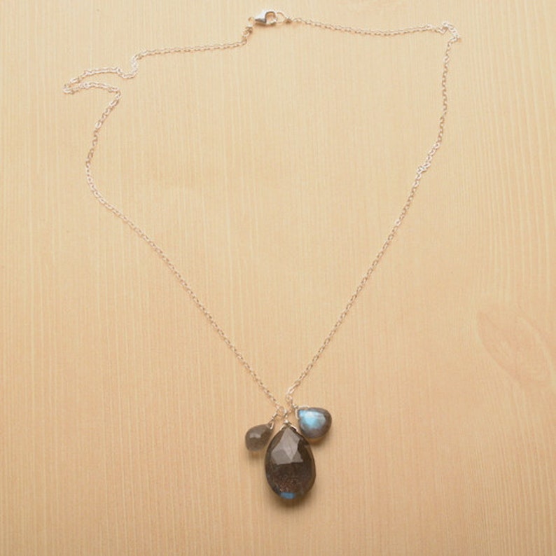 Labradorite Necklace Blue Gray Gemstone Necklace Healing Gemstone Jewelry Labradorite Silver Chain Necklace