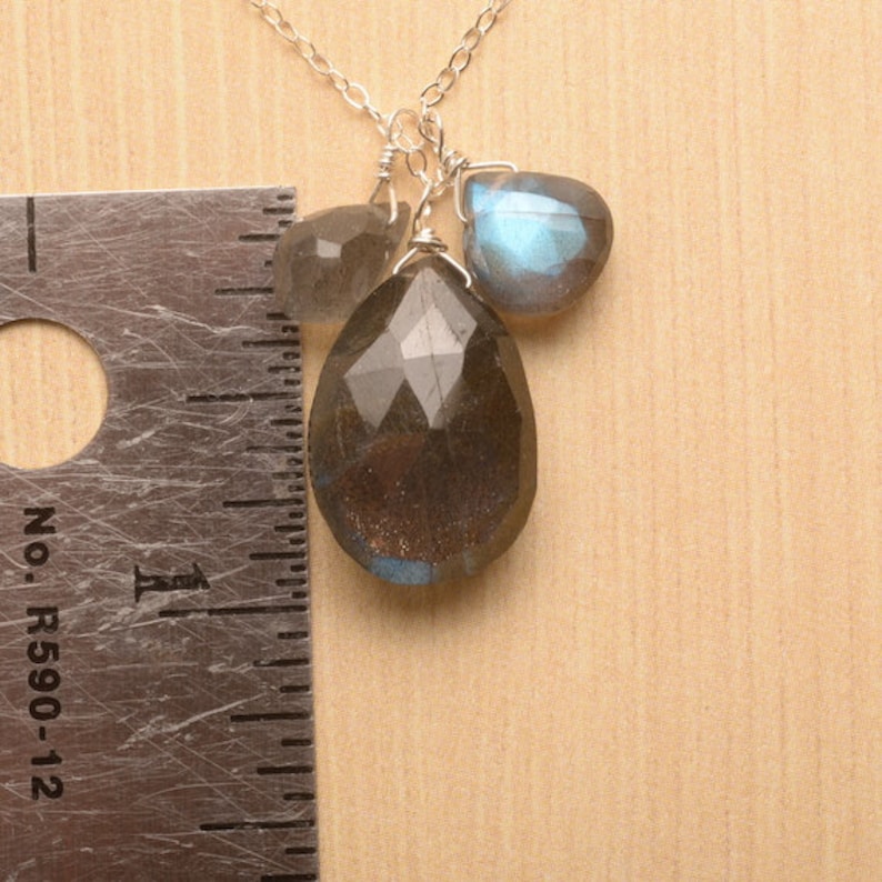 Labradorite Necklace Blue Gray Gemstone Necklace Healing Gemstone Jewelry Labradorite Silver Chain Necklace