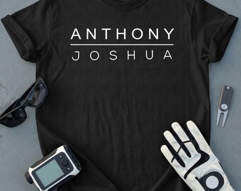 Camiseta para Fã de Boxe Anthony Joshua, Camiseta Minimalista com Texto Branco sobre Boxe, Camiseta Moderna para Fã de Esportes - Presente Perfeito