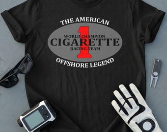 Cigarette American Offshore Legend Racing Team T-Shirt | World Champion Speed Boat Tee | Vintage Boating Enthusiast Gift
