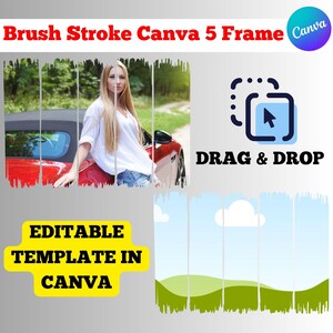 Brush Stroke Canva -  5 Frame Canva Template