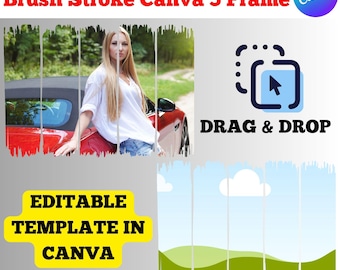 Brush Stroke Canva -  5 Frame Canva Template