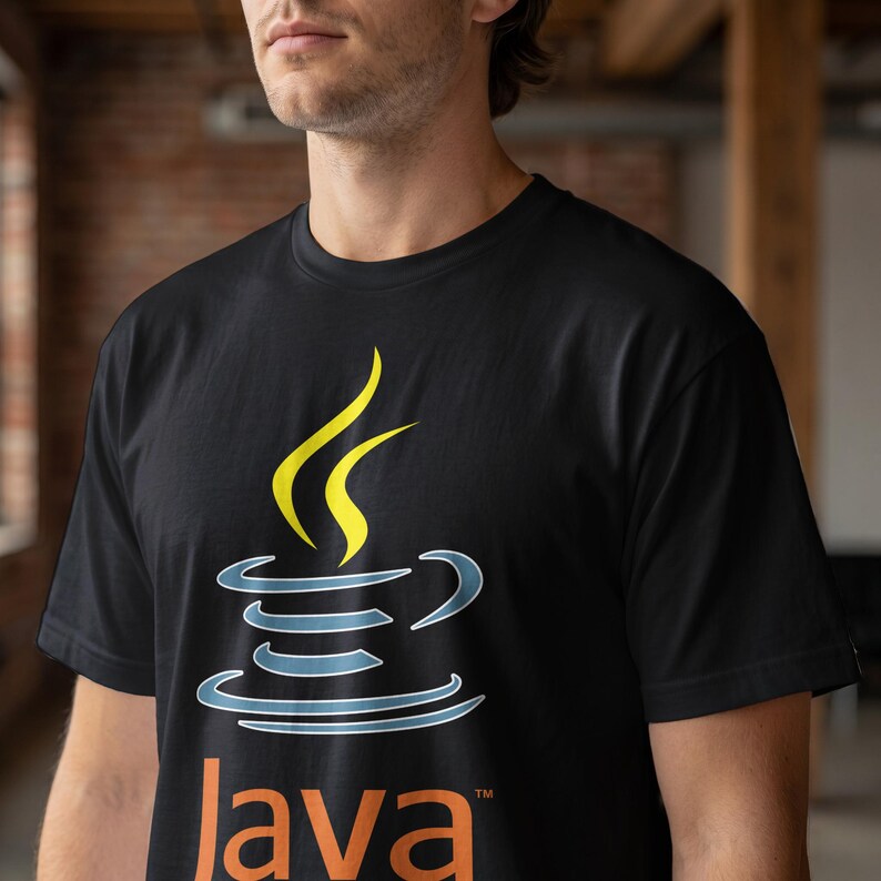 Black t-shirt with Java logo and text.