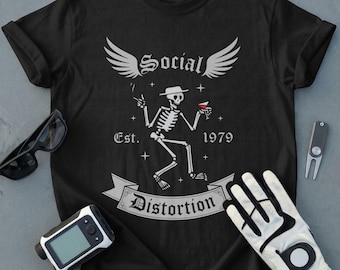 Social Distortion Skeleton Dance T-Shirt, Punk Rock Band Tee, Vintage Est 1979 Music Lover Gift, Rock and Roll Graphic