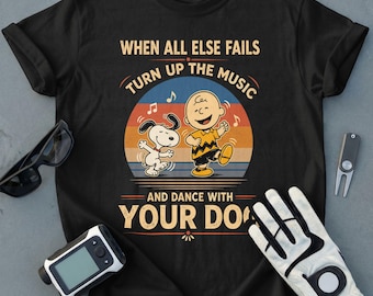 Dance With Your Dog T-Shirt, Retro Music Lover Shirt, Snoopy Charlie Brown Peanuts Fan Gift, Vintage Dog Mom Tee, Happy Pet Owner Top