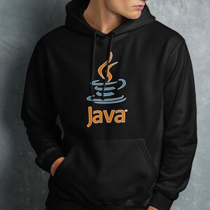 Black hoodie with the Java logo and text on the chest.