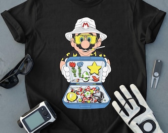 Mario x Fear and Loathing in Las Vegas T-Shirt Psychedelic Gamer Pop Art T-Shirt, Unique Retro Gaming Tee, Weirdcore Fan Gift