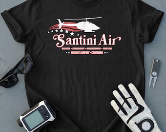 Santini Air T-Shirt, Vintage Helicopter Van Nuys Airport Tee, Retro California Aviation Shirt, Gift for Pilot
