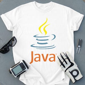 White t-shirt with the Java logo and wordmark.