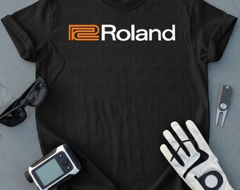 Camiseta com o logotipo da Roland, presente icônico para produtores de música eletrônica, camiseta vintage para fãs de sintetizadores, vestuário retrô para estúdio de música.