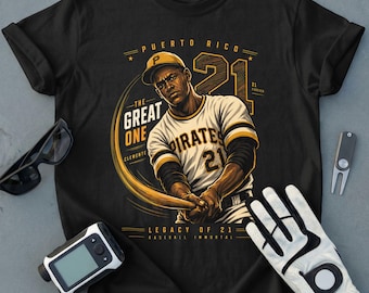 Roberto Clemente Great One Vibes Baseball Player Graphic T-Shirt, Historic Sports Icon Puerto Rico Legacy Fan Art Tee