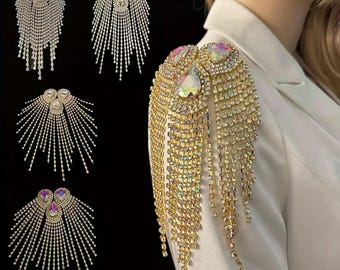 Strass Schulter Schmuck Kristall Quaste Epaulette Kette Fransen Schulter Kette Statement Party Accessoires