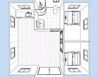 Modern Shipping Container House Plans, 2 Bed 1 Bath 600 SQFT (CAD PDF)