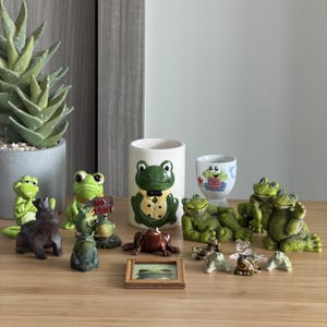 Vintage Frog Figurine Collection | Cast Iron, Ceramic, Glass Amphibian Decor
