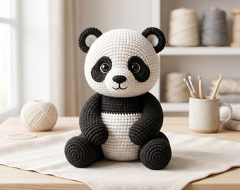 Panda Crochet Pattern PDF, Baby Panda Amigurumi Plush Toy, Easy DIY