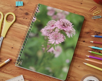 A5 Wire-bound Softcover Notebook - Pink Astrantia