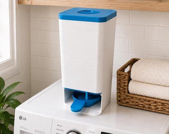 3D Printed Powder Laundry Detergent Dispenser | 2.4L Powder Storage Container, Measuring Cup