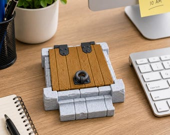 Plaknotitiehouder met verborgen deurtje, 3D-geprinte organizer, bureaudecoratie met verborgen opbergruimte