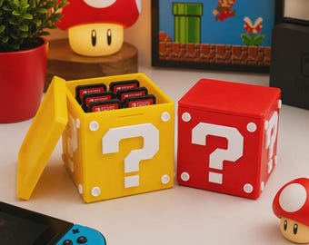 Question Block Storage Cubes, Set of 2, 3D Printed Case for Nintendo Switch Game Cards