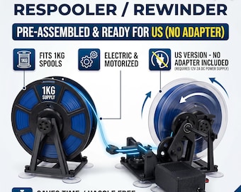 3D Filament Respooler, Electric Filament Spool Rewinder for 1KG Spools, Pre-Assembled