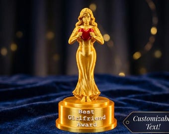 Personalized Girlfriend Award Trophy, Custom Name Gold Statue (3D Printed)