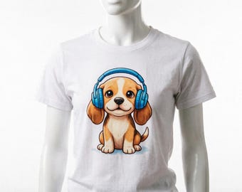 Beagle Wearing Headphones PNG bundle | Cute DJ Puppy Cartoon Clipart | Transparent Background Digital Download