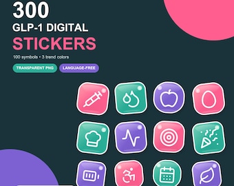 300 GLP-1 Digital-Sticker PNG | Goodnotes, Apple Notes, Samsung Notes & OneNote | 3 Farbsets