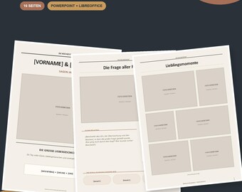 Hochzeitszeitung Vorlage Deutsch | 16 Seiten PowerPoint, Fotos, Quiz & Spiele