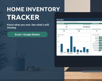 Hausinventar Tracker für Excel und Google Sheets | Digitale Inventarliste mit Dashboard