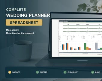 Hochzeitsplaner Excel | Budget, Gästeliste, RSVP, Sitzplan & Checkliste | 4 Sprachen