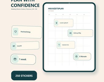 Hochzeitsplaner Sticker | 250 Premium Sticker für digitale Planer | GoodNotes & Notability | PNG + SVG | Deutsch + Englisch
