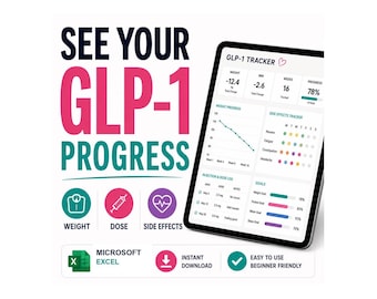 GLP-1 Abnehmtracker Excel | Gewicht, BMI, Körpermaße & Medikamentenprotokoll