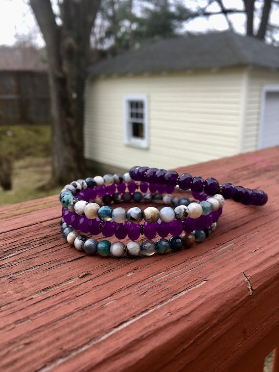 Purple & Blue Mix Faceted Stack Bangles