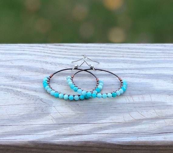 Wire Wrapped Amazonite Chandelier Earrings