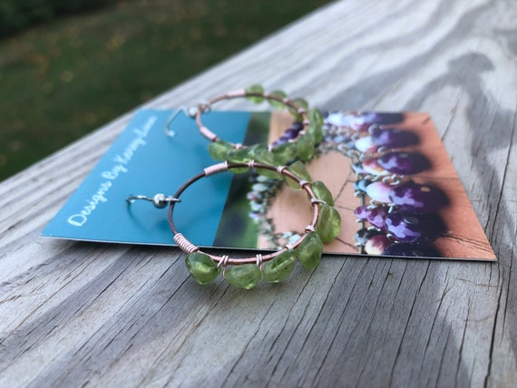 Wire Wrapped Peridot Chandelier Earrings