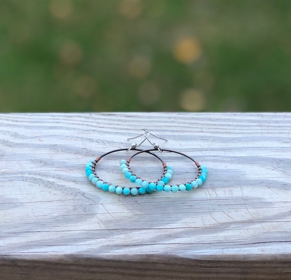 Wire Wrapped Amazonite Chandelier Earrings
