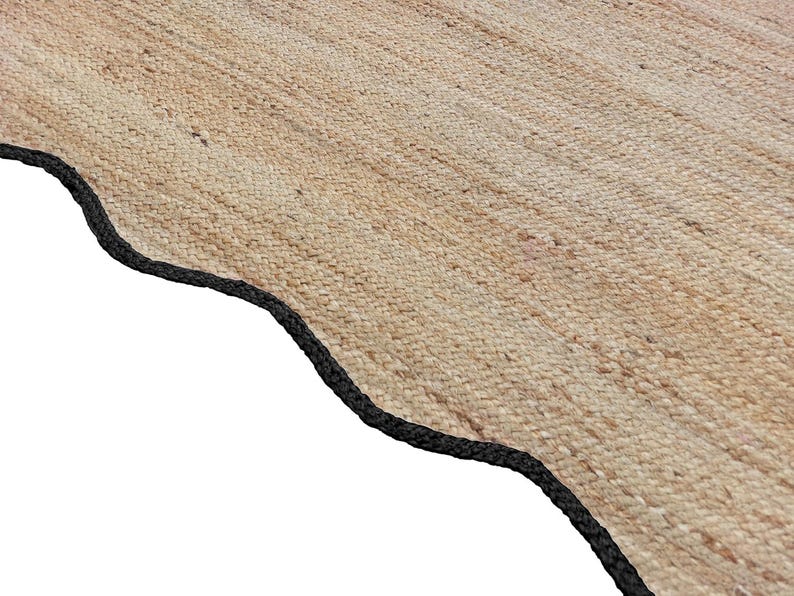 Handgemaakt geschulpt jute tapijt, natuurlijk tapijt, boho tapijt, boerderijdecor tapijt, golvend randtapijt, gangtapijt, woonkamertapijt afbeelding 2